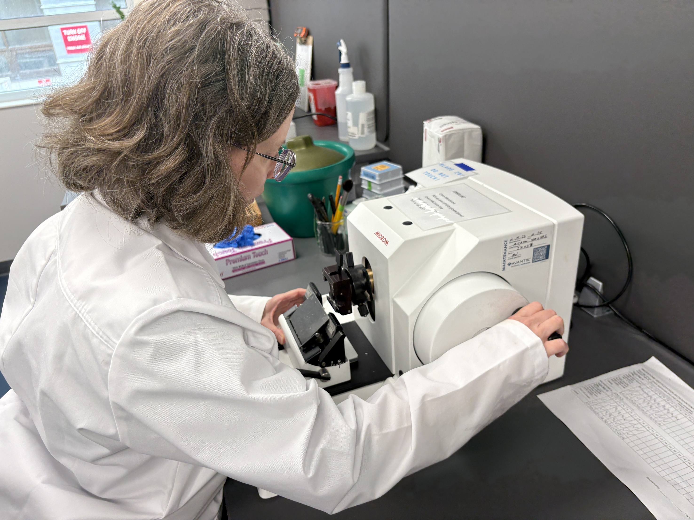A person working on equipment in the HRL